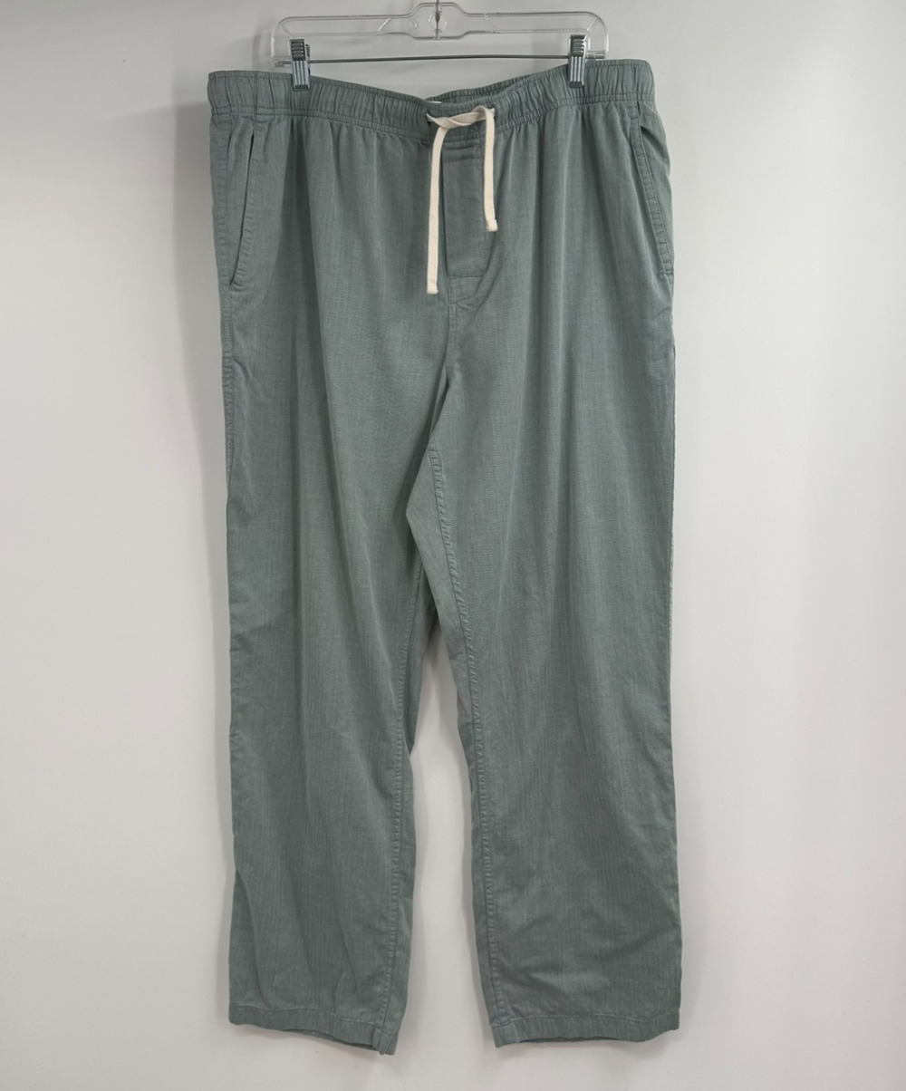 J Crew Green Pajama Pants Men's XL Blue Chevron Pockets Relaxed Fit CB511